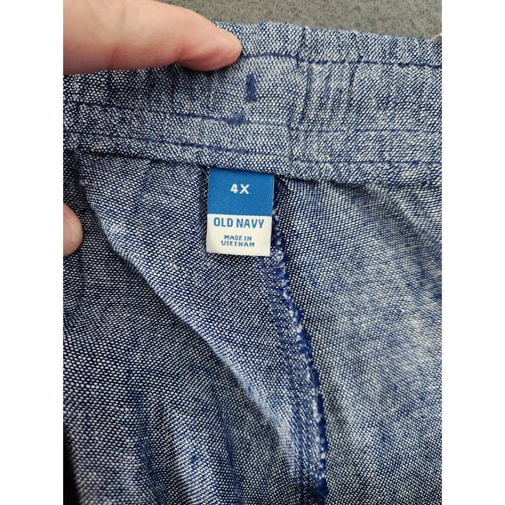 NWT Old Navy Womens Sz 4X Chambray Blue Linen Blend High Rise Crop Pants Pull On - Picture 9 of 15